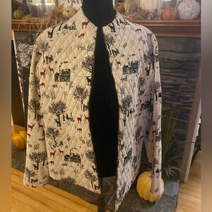 Quilted Jacket with Winter Print XL Holidays/Christmas CottageCore